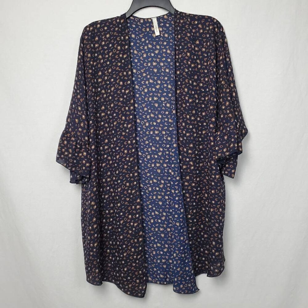 LilyPad Large Navy Floral Open Front Cover Top